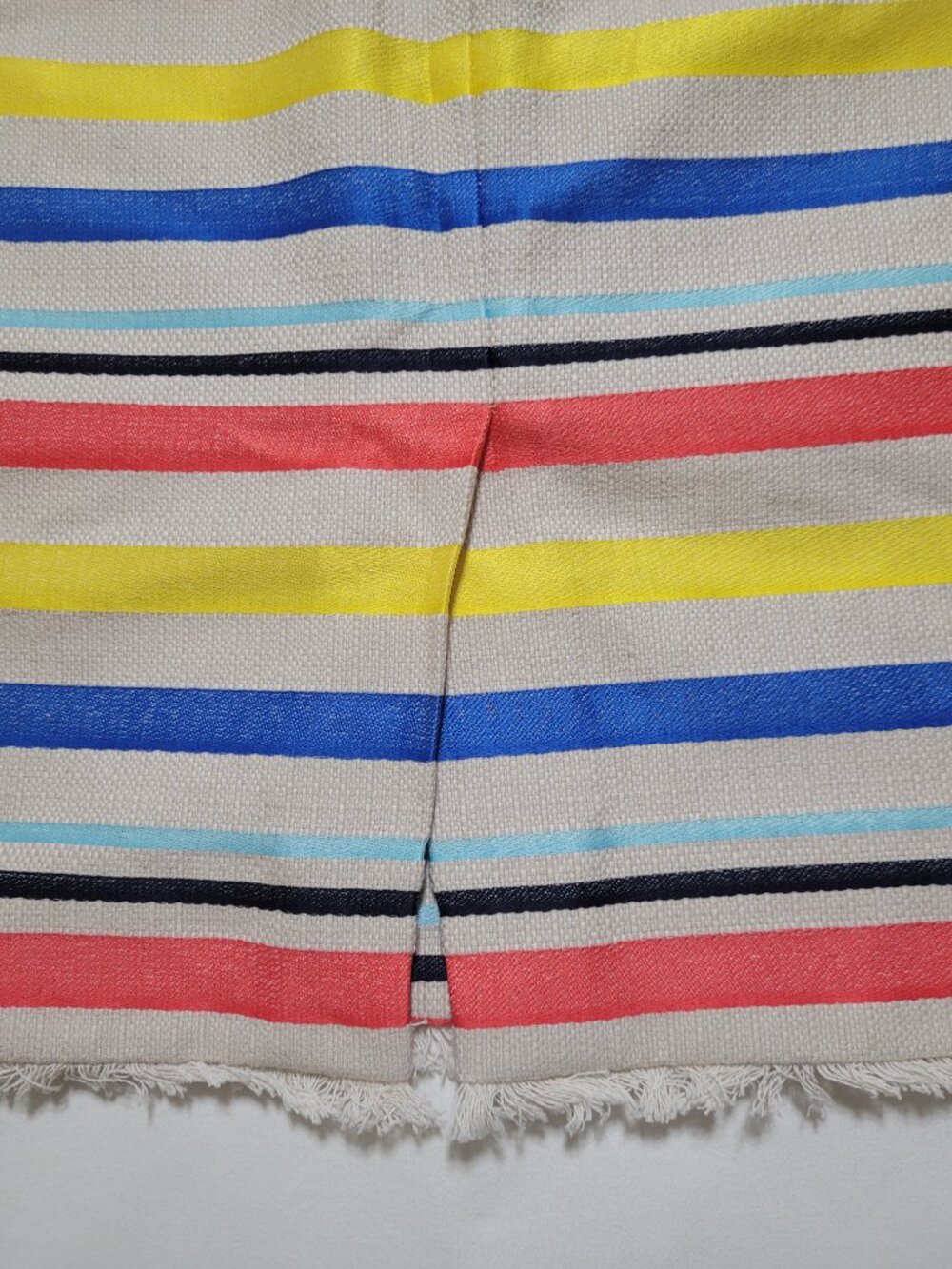 J. Crew Striped Jacquard Knee Length Pencil Skirt Frayed Hem Size 6 Preppy - Picture 11 of 12